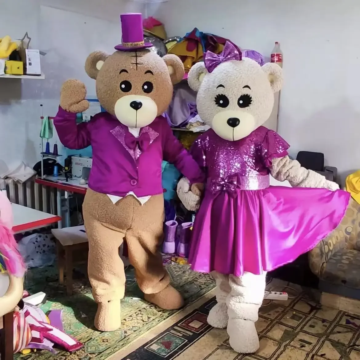 الأرجواني القطيفة دمية دب زوجين زي لطيف الإنترنت المشاهير الدب التميمة الرجال والنساء أداء حجم واحد