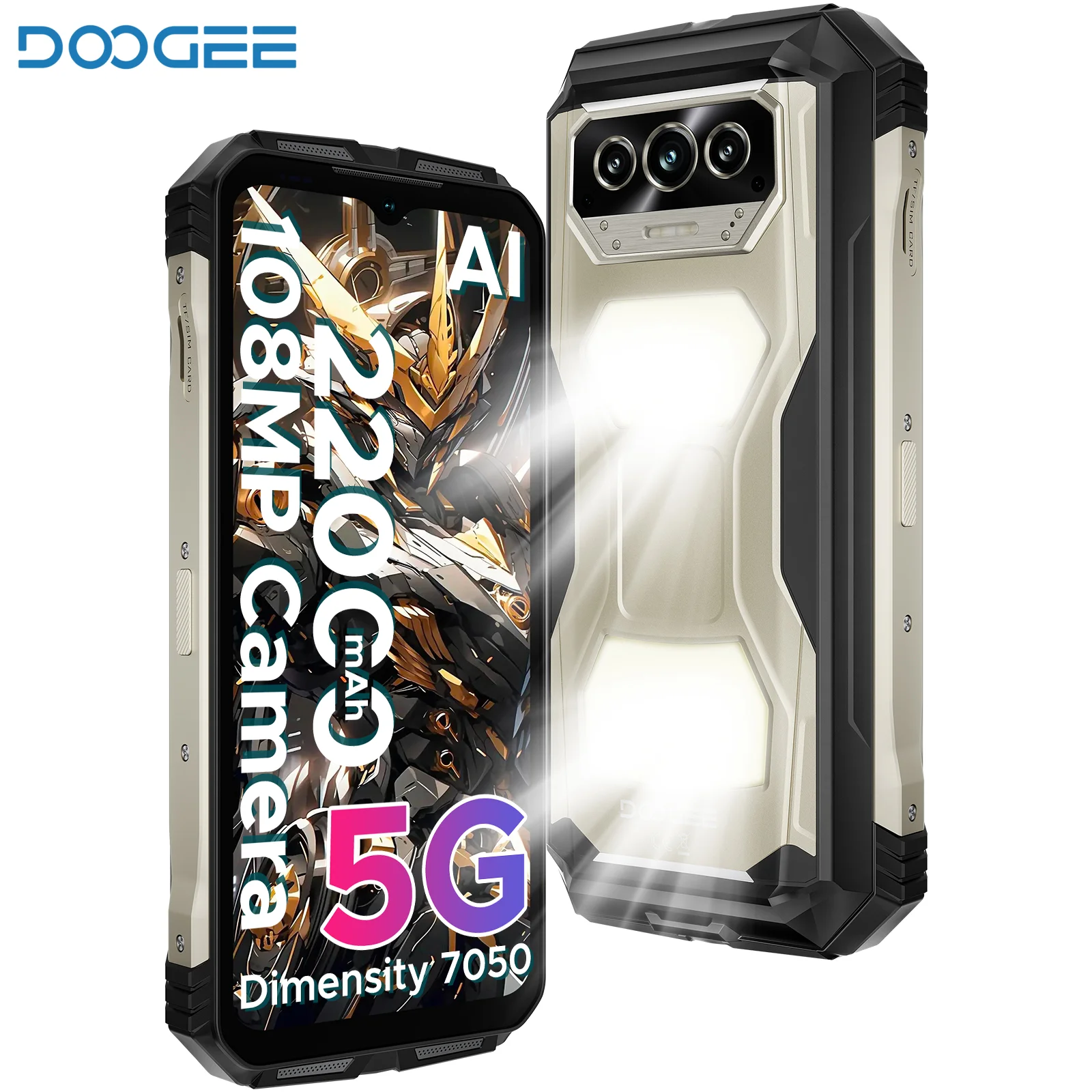 DOOGEE V Max S 5G Rugged Phone 6.58" 120Hz 24GB 256GB 22000mAh Battery 108MP Camera Dual Camping Lights NFC Smartphone