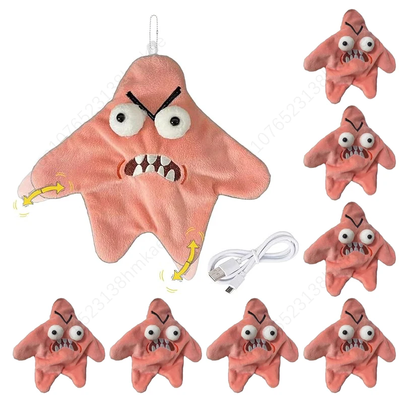 1-20PCS Angry Patrick Star Anhänger Moving Star Tanzen Trickster Spielzeug USB Aufladbare Spaß Tasche Charme Auto Schlüsselbund dekoration