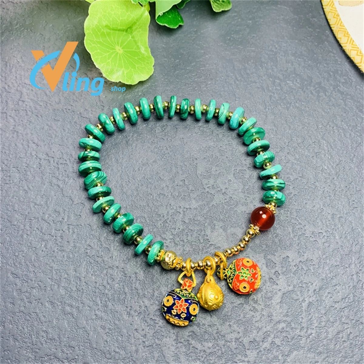 Malachite Bracelet China-Chic National Style Swallowing Gold Beast  Treasure Jade Charm Jewelry Amulet Exquisite Fashion Gift