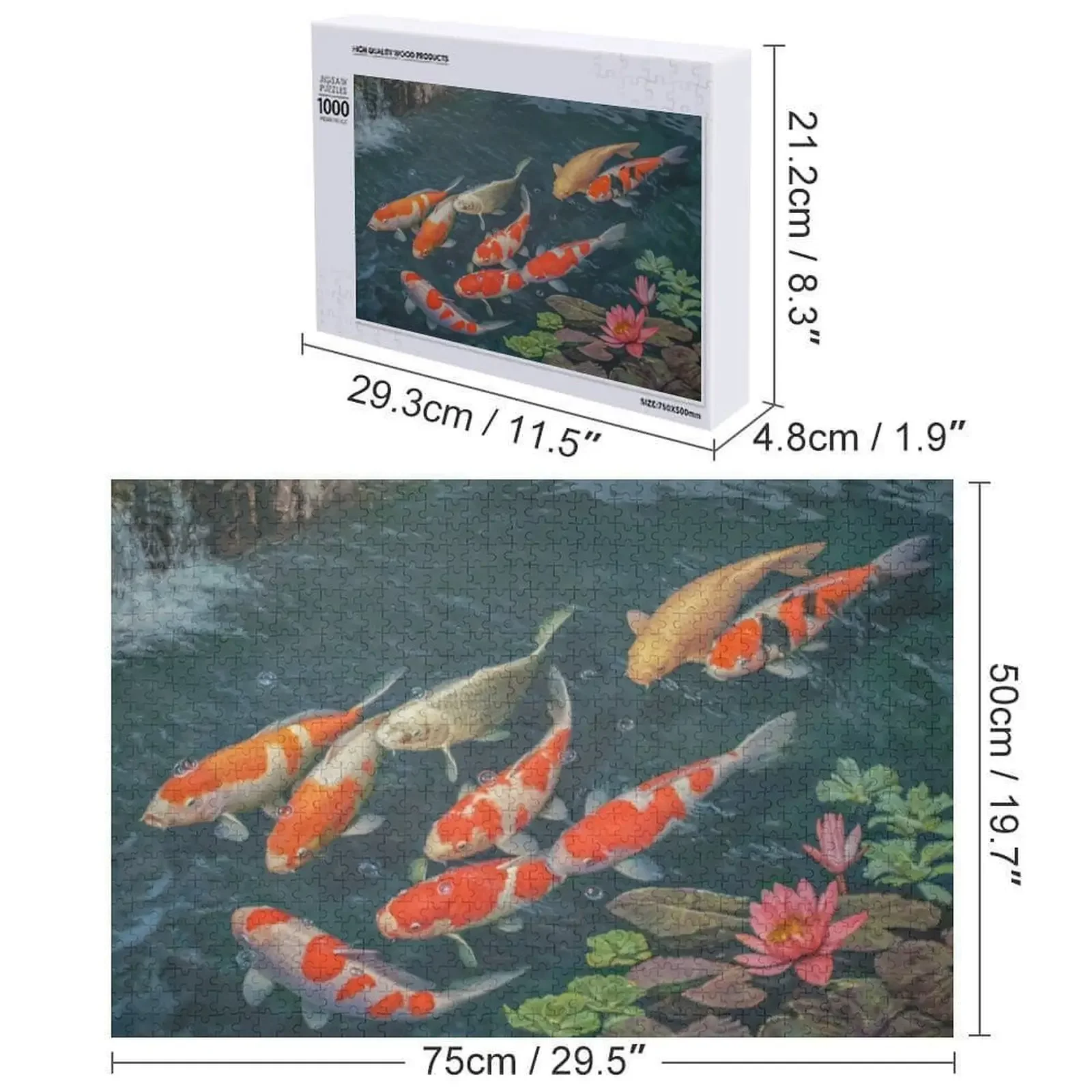 Puzzle z fotobudką z karpiem koi i złotym rybką, personalizowane, dla dzieci, z własnym zdjęciem, puzzle dla niemowląt.