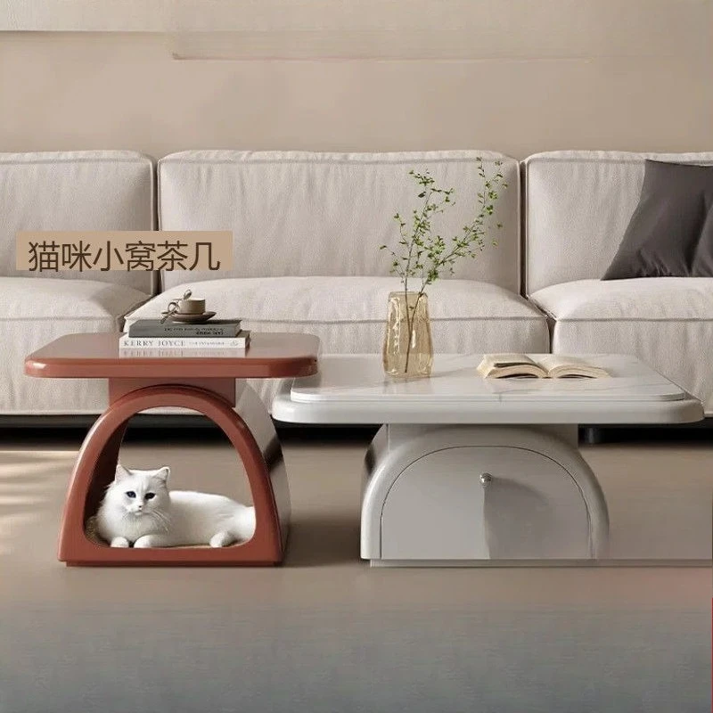 

coffee table combination small apartment, light luxury modern simple living room, mobile home, cat nest coffee table