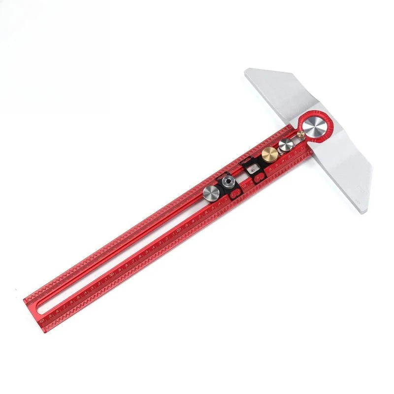

Woodworking T-shaped right angle marking ruler, over line 45 degree aluminum alloy angle ruler drilling ruler