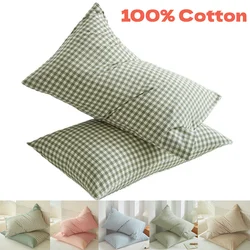 Taie d'oreiller en pur coton pour couples, style enveloppe, plaid, ins unis, textile de maison, chambre à coucher, ménage, jeté, 100% pur, 48x74cm