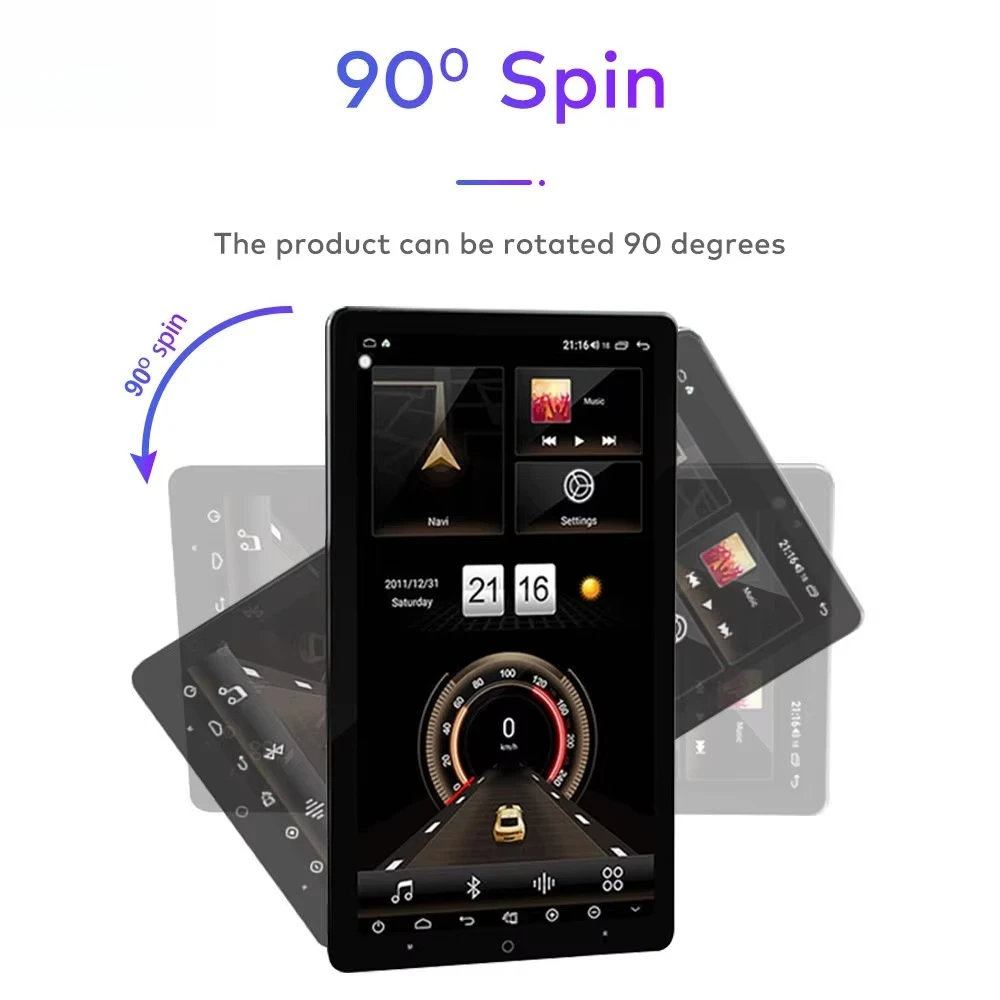 13.3'' Vertical Rotary Split Screen Navigator 1Din 2Din DSP Carplay Android Auto GPS Navigation for Player Radio TV USB