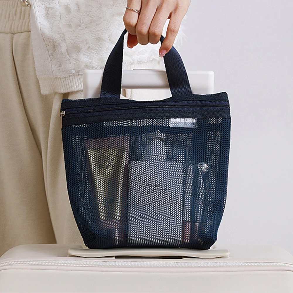  Portable Toiletry Storage Bags Mesh Travel Makeup Handbags Washing Body Shower Tools Organizer Hanging Lightweight Bath Bag