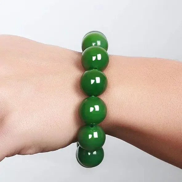 Authentic Natural Hetian Jade Bracelet for Couples - Exquisite Jade Bead Hand Strap for Good Fortune and Happiness