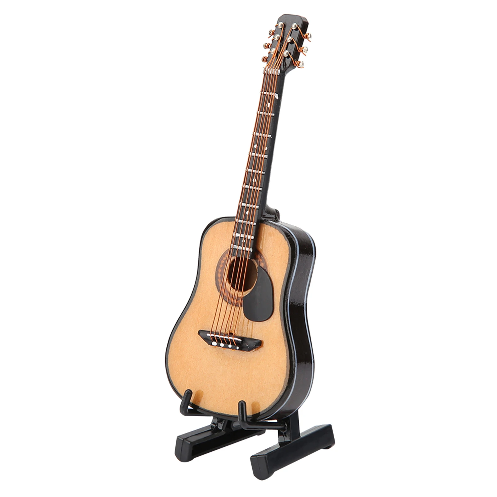 10cm 16cm Miniature Guitar Model Display Wooden Musical Instrument Ornaments Craft with Stand Case Home Desktop Decoration