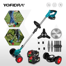 Yofidra cortador de grama elétrico portátil para makita 18v bateria sem fio jardim aparador de grama comprimento ajustável com 2 baterias