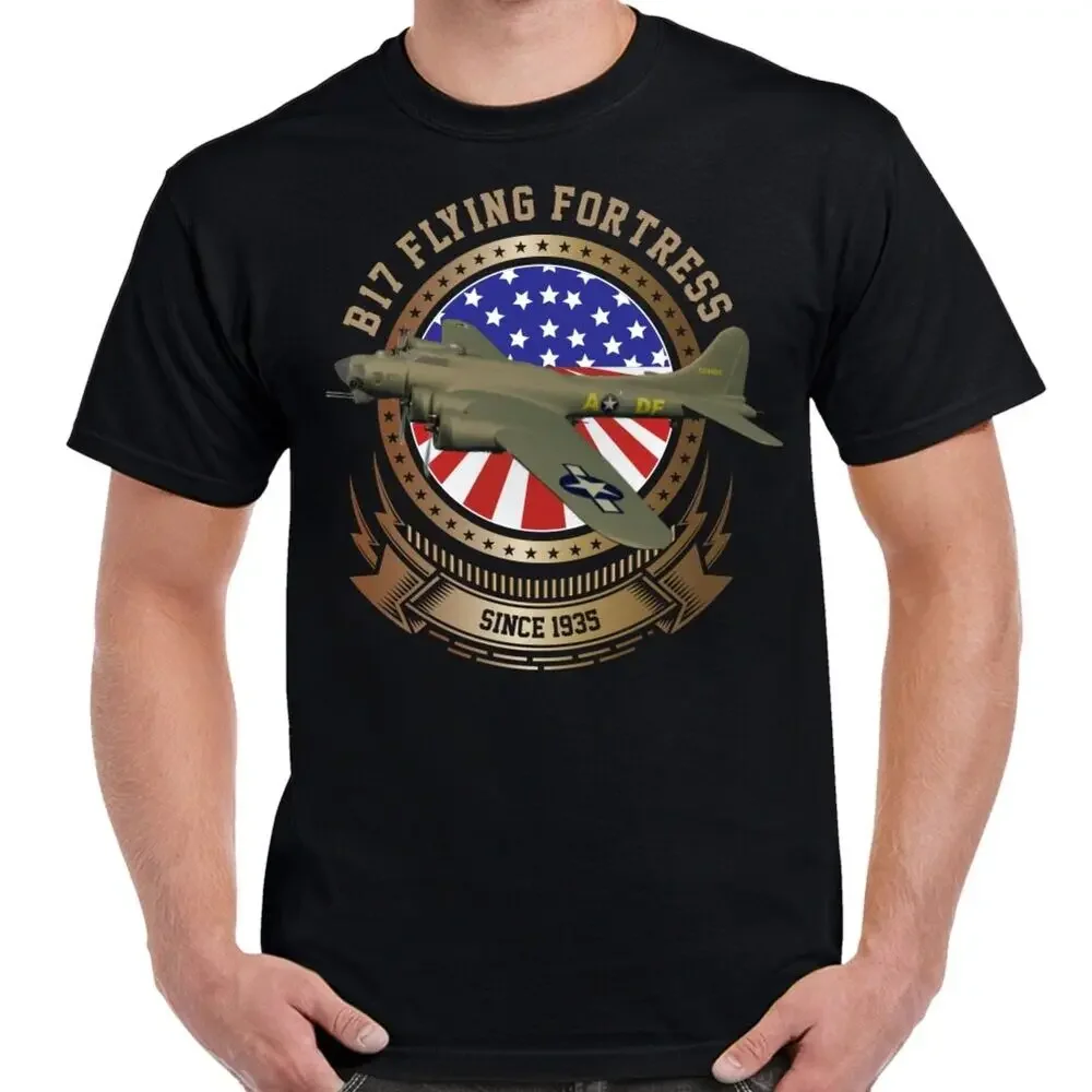 Força aérea dos eua B-17 fortaleza voadora pesada bombardeiro camiseta manga curta casual 100% algodão o-pescoço verão masculino camiseta tamanho S-3XL