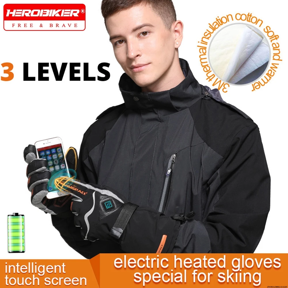 

Electric Ski Heated Gloves for Men Women Motorcycle Riding Gloves Lithium Battery Powered Warm Gloves Outdoor Waterproof Winter