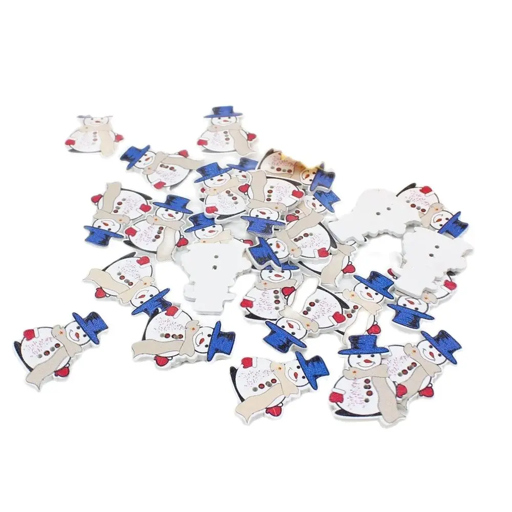 50pcs/lot Christmas snowman cartoon buttons for Decorative for Crafts accessories Scrapbook  2 Holes Sewing Wooden Buttons