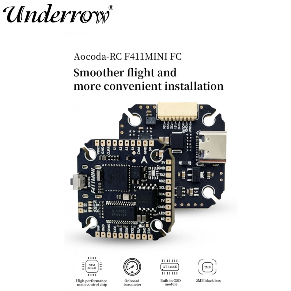 

Aocoda-RC F411MINI Flight Controller OSD Barometer 2MB Black Box Crossing Aircraft Model FPV