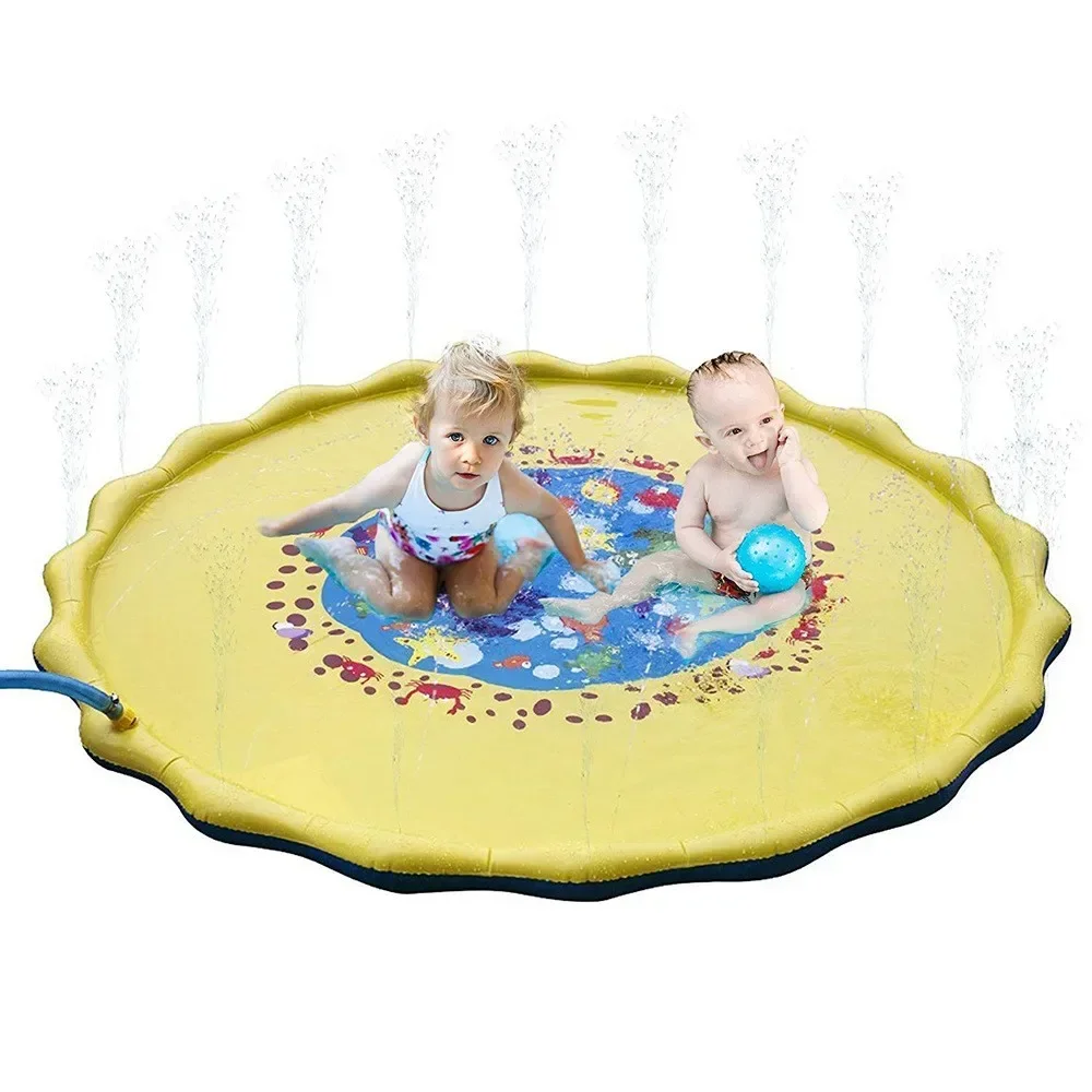 170/cm Sommer Kinder Sprinkler Spiel matte Outdoor Rasen Strand gelbes Meer aufblasbare Wassers pray Wasserspiele Strand matte Kissen