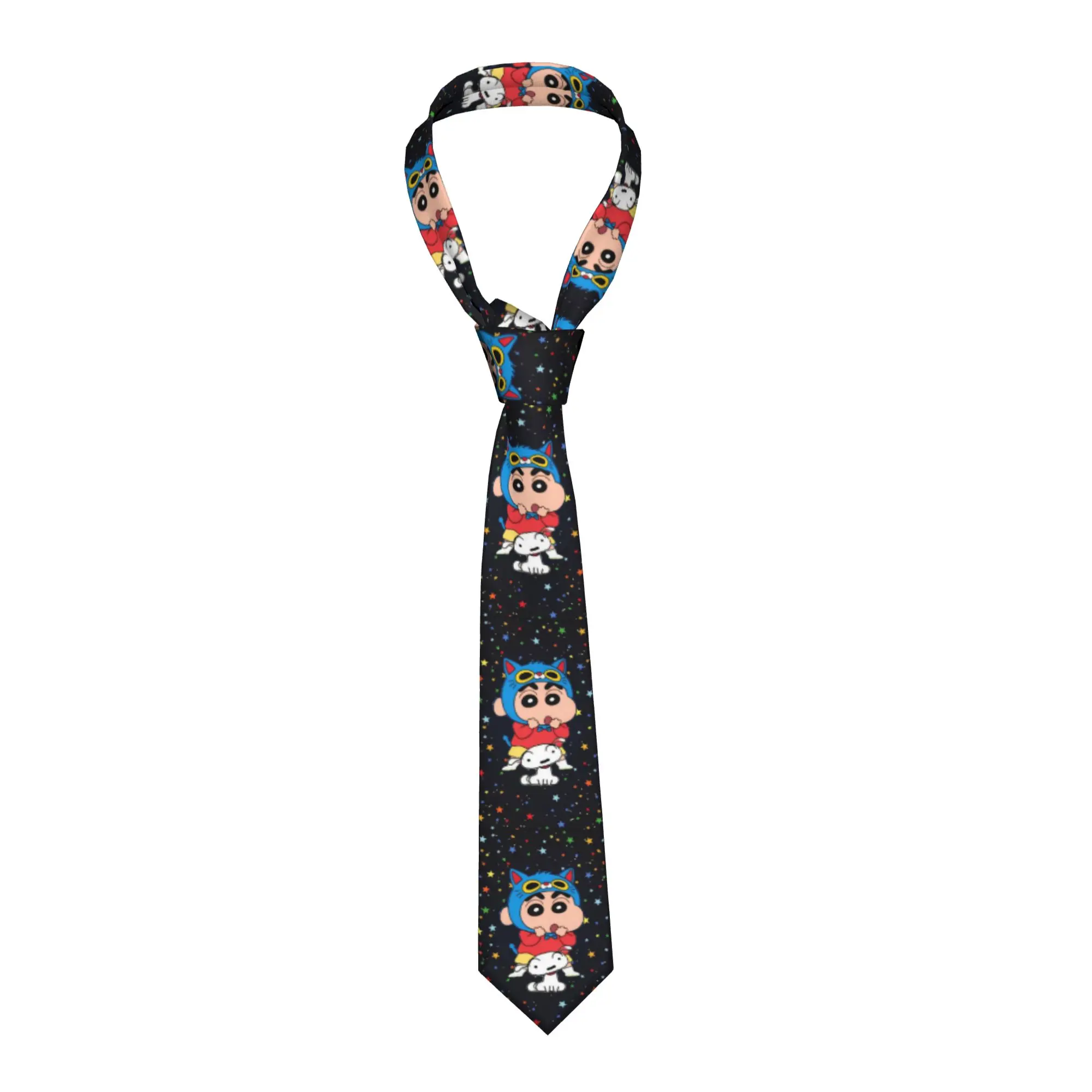 Neckties Shinchans Cat Stars Men Skinny Polyester 8 cm Narrow Neck Tie Cartoon for Mens Daily Wear Cravat Wedding Cosplay Props