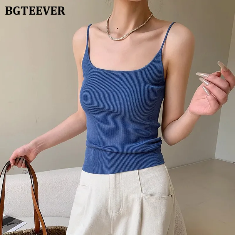 

BGTEEVER Casual Sleeveless Skinny Female Tank Tops Summer Spaghetti Strap Camisole for Women