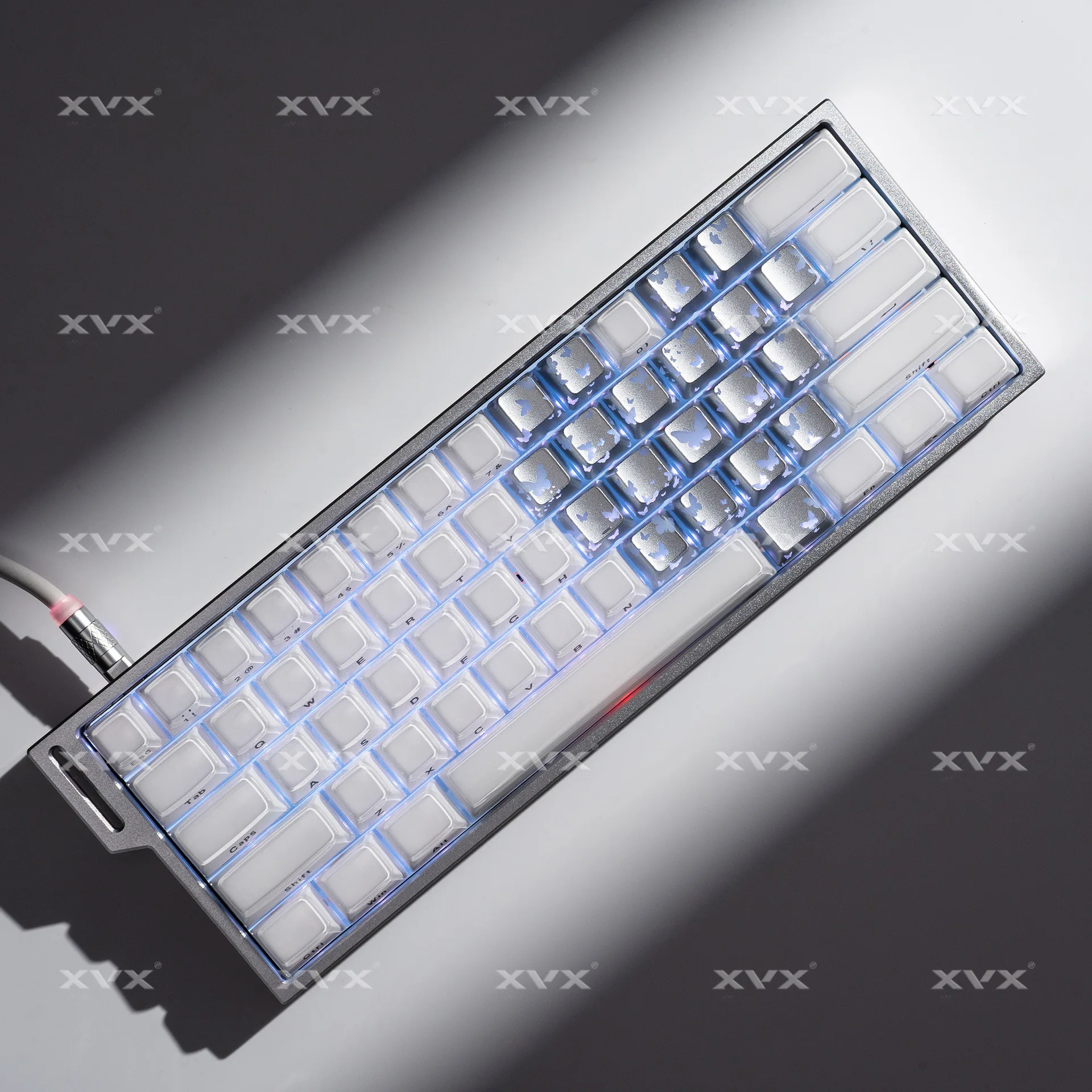 XVX 21 Keys Butterfly Keycaps IMD Pattern Shine Through Heart Shape OEM Profile DIY Decorative Keycaps for Mechanical Keyboard