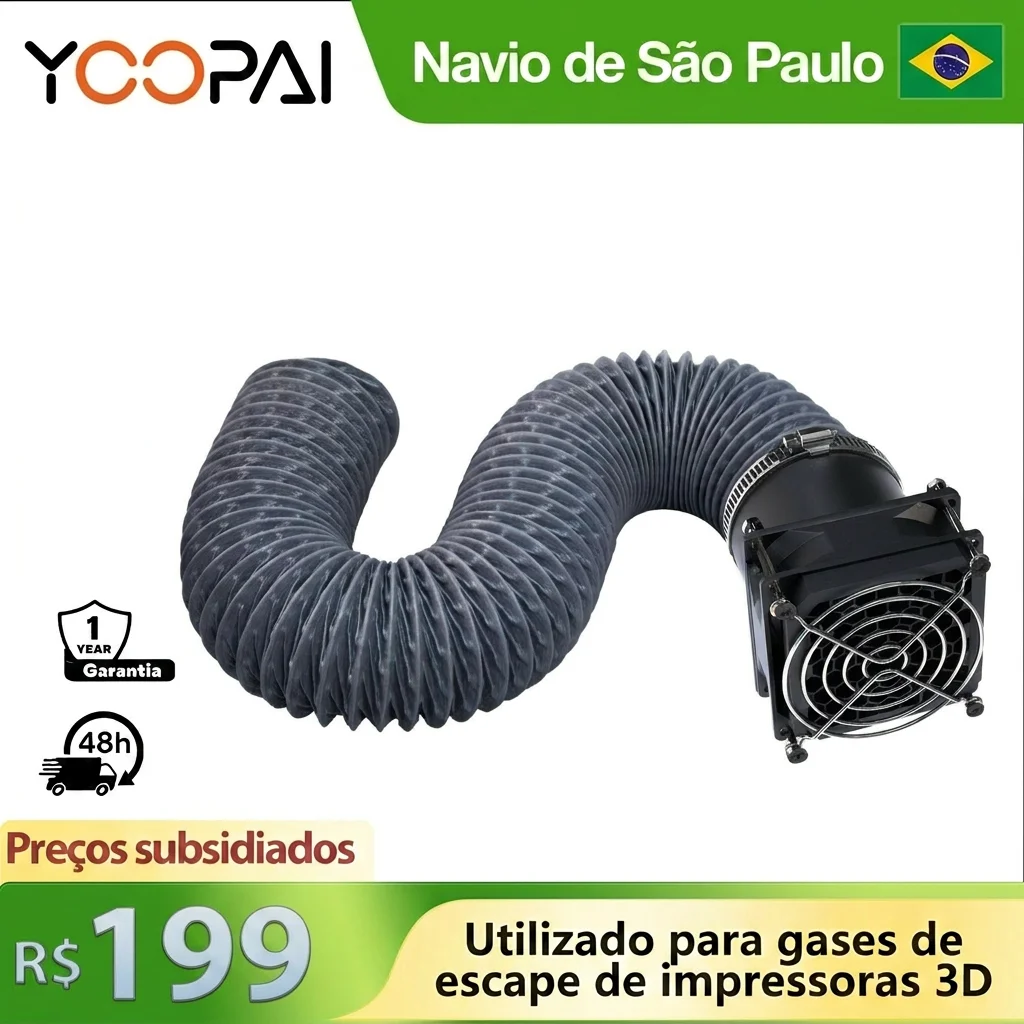 YOOPAI Kit De Extração Fumaça Com Ventilador Para Gabinete Impressora 3D, Tubo Exaustão Exaustor, Ventilação Eficiente, Odores,