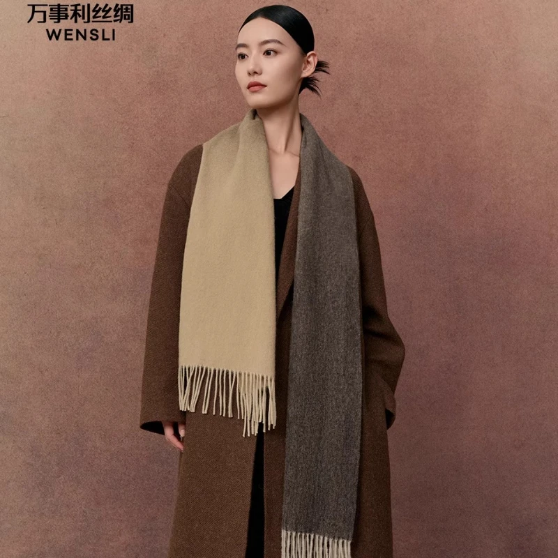 

Рождественский подарок Wensli, Новое поступление на осень/зиму, шарф из 100% овечьей шерсти, удерживающая тепло шаль, подарок-дорогой шерстяной шарф