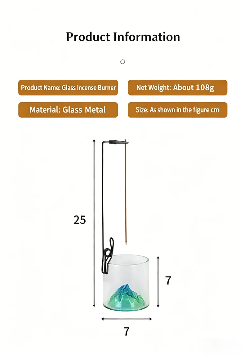 Glas-Räucherstäbchenhalter Berg-Räuchergefäß für Räucherstäbchen mit Aschefänger Anti-Asche-Räucherstäbchenhalter für Meditation Yoga Spa – Detail 2