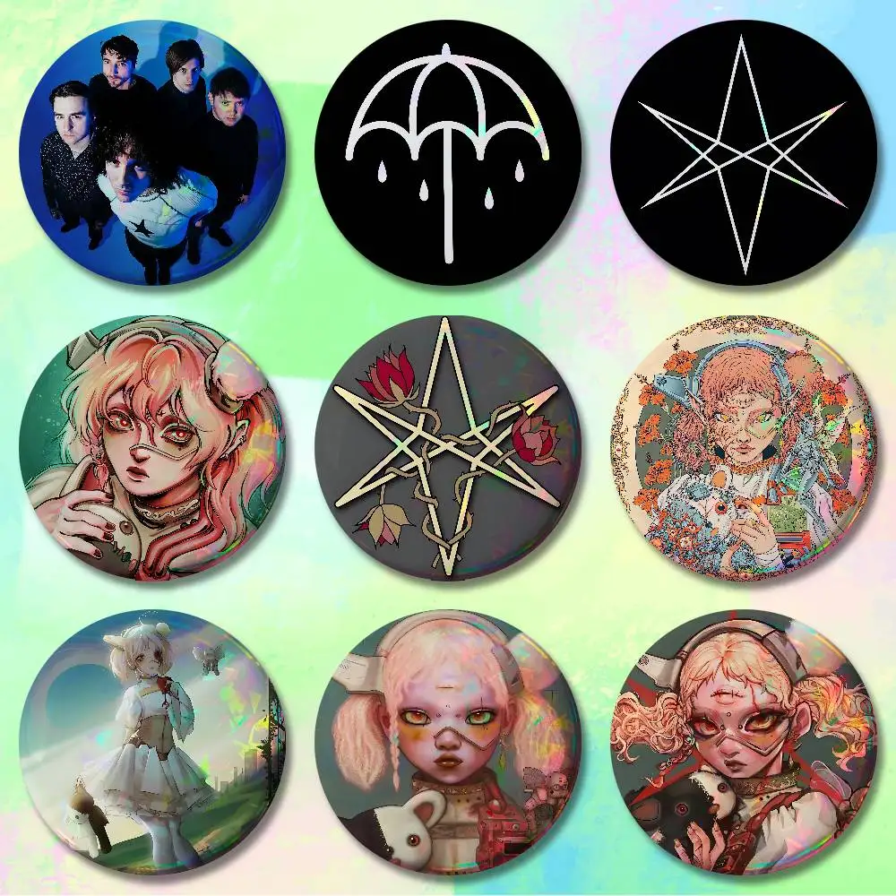 B-BringS Me The HorizonS Bmth 58mm 44mm HD Print Brooch Badges Pretty Derby Round Display Brooches Lapel Pins