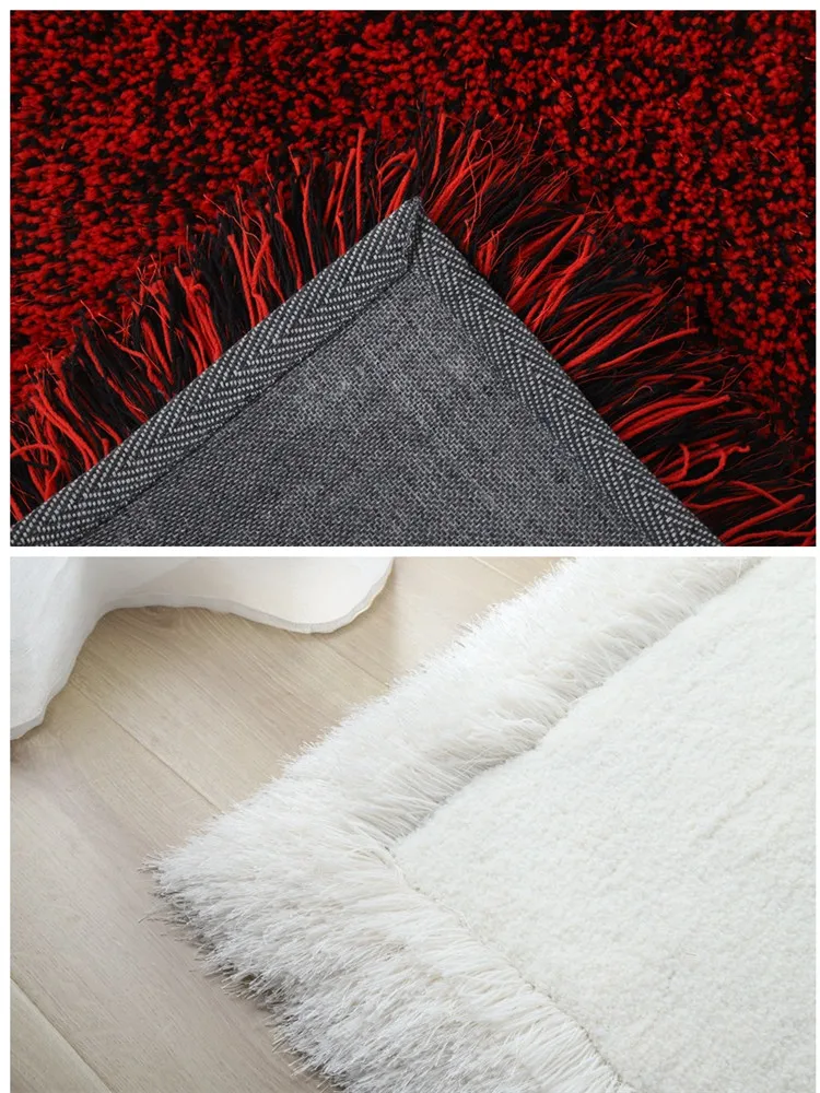 سجادة تشفير سميكة للشعر الطويل للفتيات ، سجادة بجانب السرير بلون واحد ، سجادة نافذة غرفة بسيطة ، سجادة بيضاوية ، أفخم ، غرفة نوم