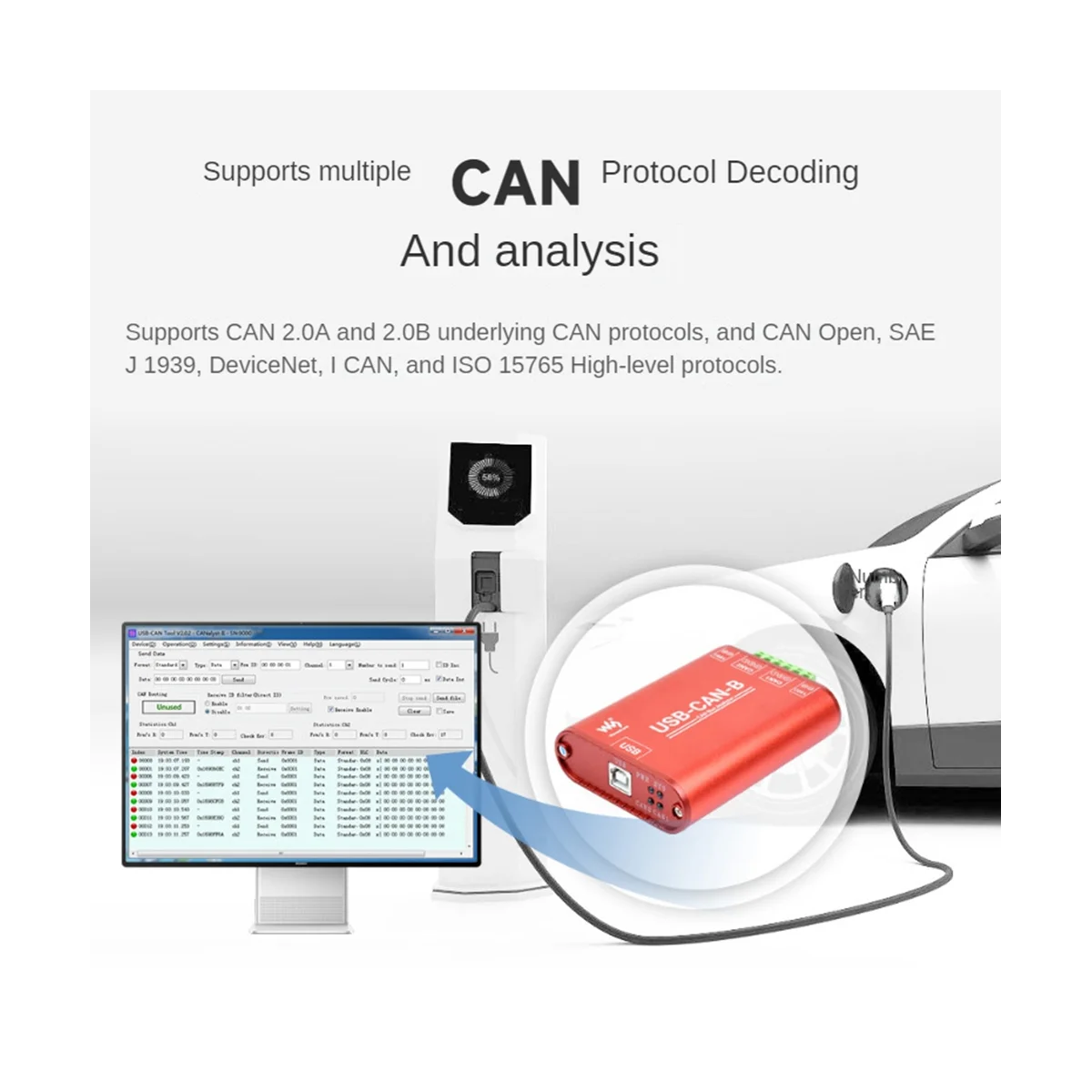 Waveshare Can Bus Data Analyzer USB to Can Converter Bus Communication Interface Card