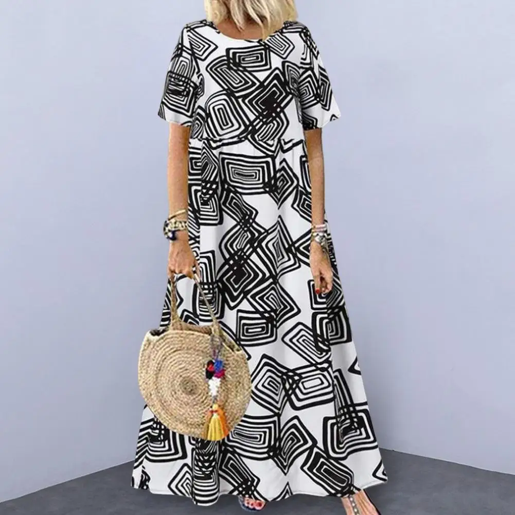 

Dressing Up Thin Boho Style Print Vintage Summer Dress Daily Clothing