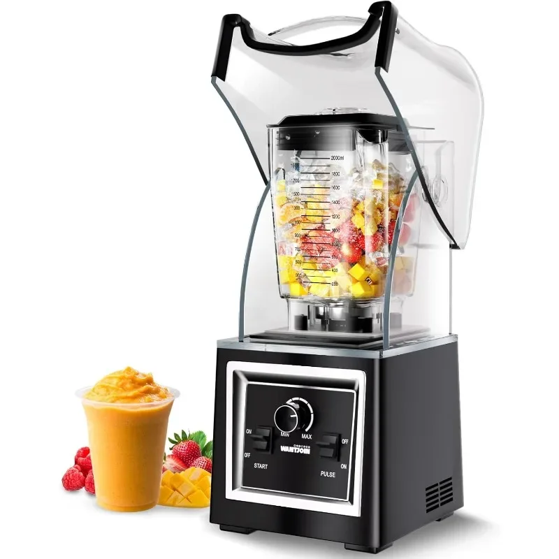 

Wantjoin Professional Grade Blender - Soundproof & Quiet Commercial Blenders, Removable Shield, 2000W Watte, 67 Oz Capacity