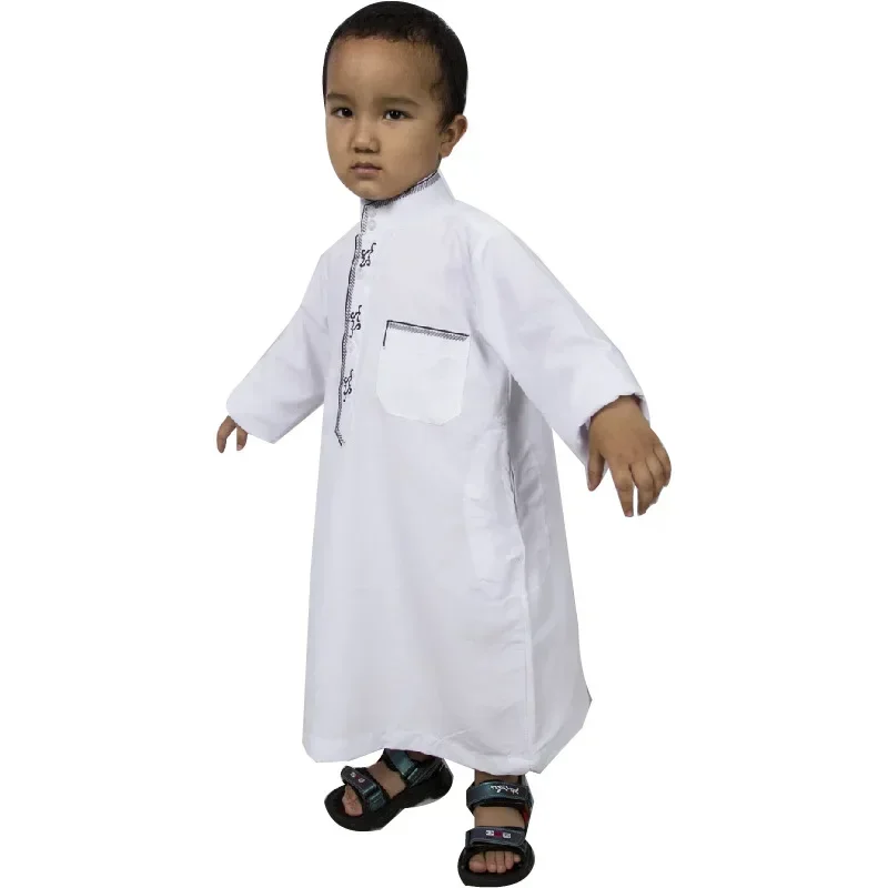 Boys Muslim Fashion Islamic Clothing Kids Arabic Dubai Eid Prayer Jubba Thobe Abaya Blouse Dress Kaftan White Robes