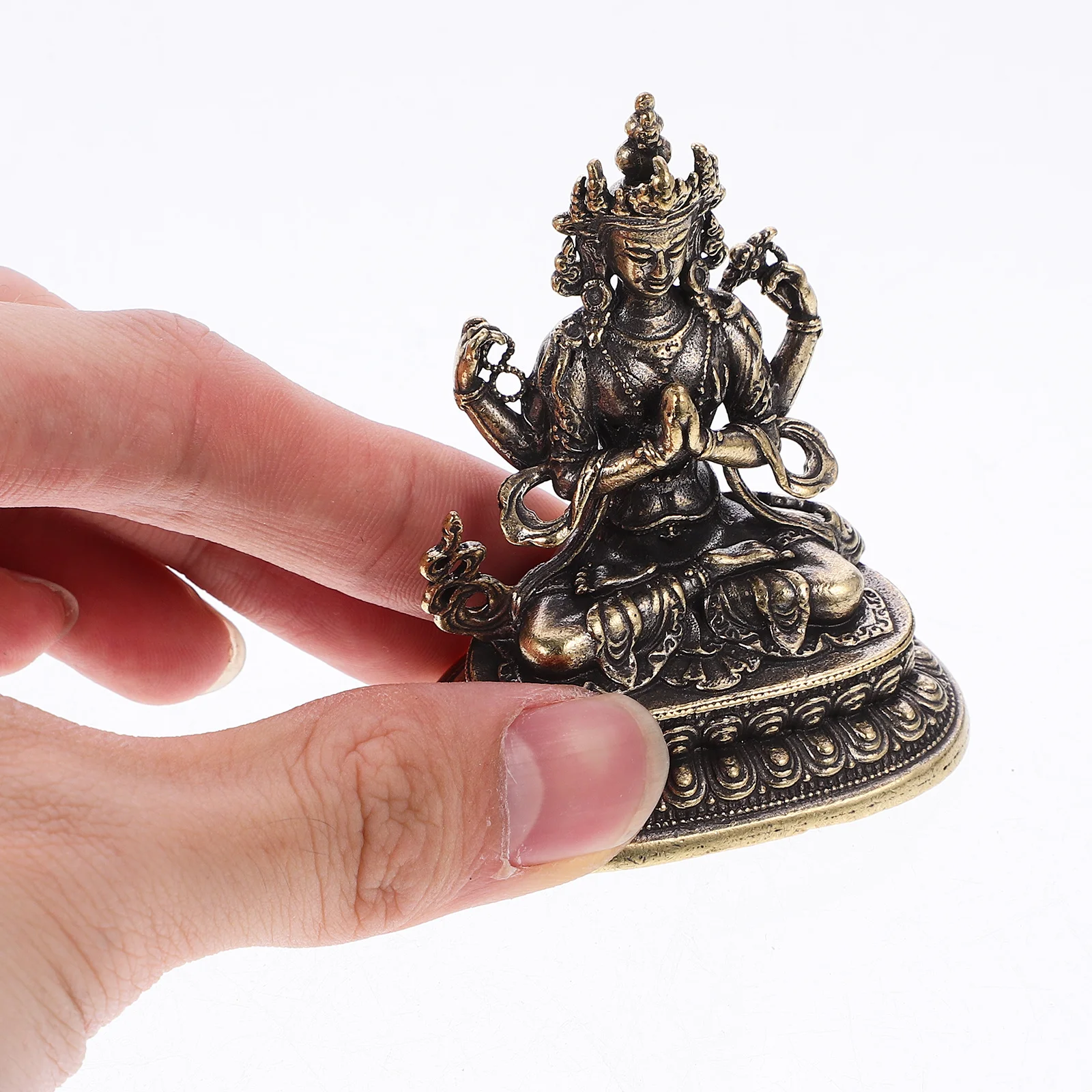 

Buddha Brass Office Desk Decor Ornament Decoration Buddhist Home Statue Figurine Table Living Room Mini