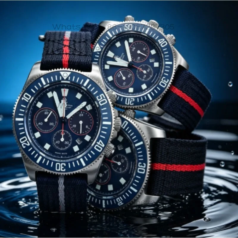 95641 Titanium FXD Light Kinetic Energy Three-eye Panda Chronograph Waterproof