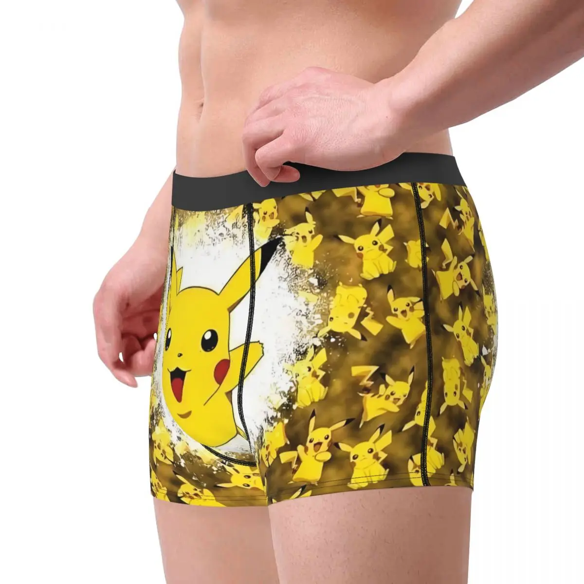 カスタム P-Pikachues アニメボクサーパンツ男性用 3D プリントビデオゲーム下着パンティーブリーフストレッチパンツ