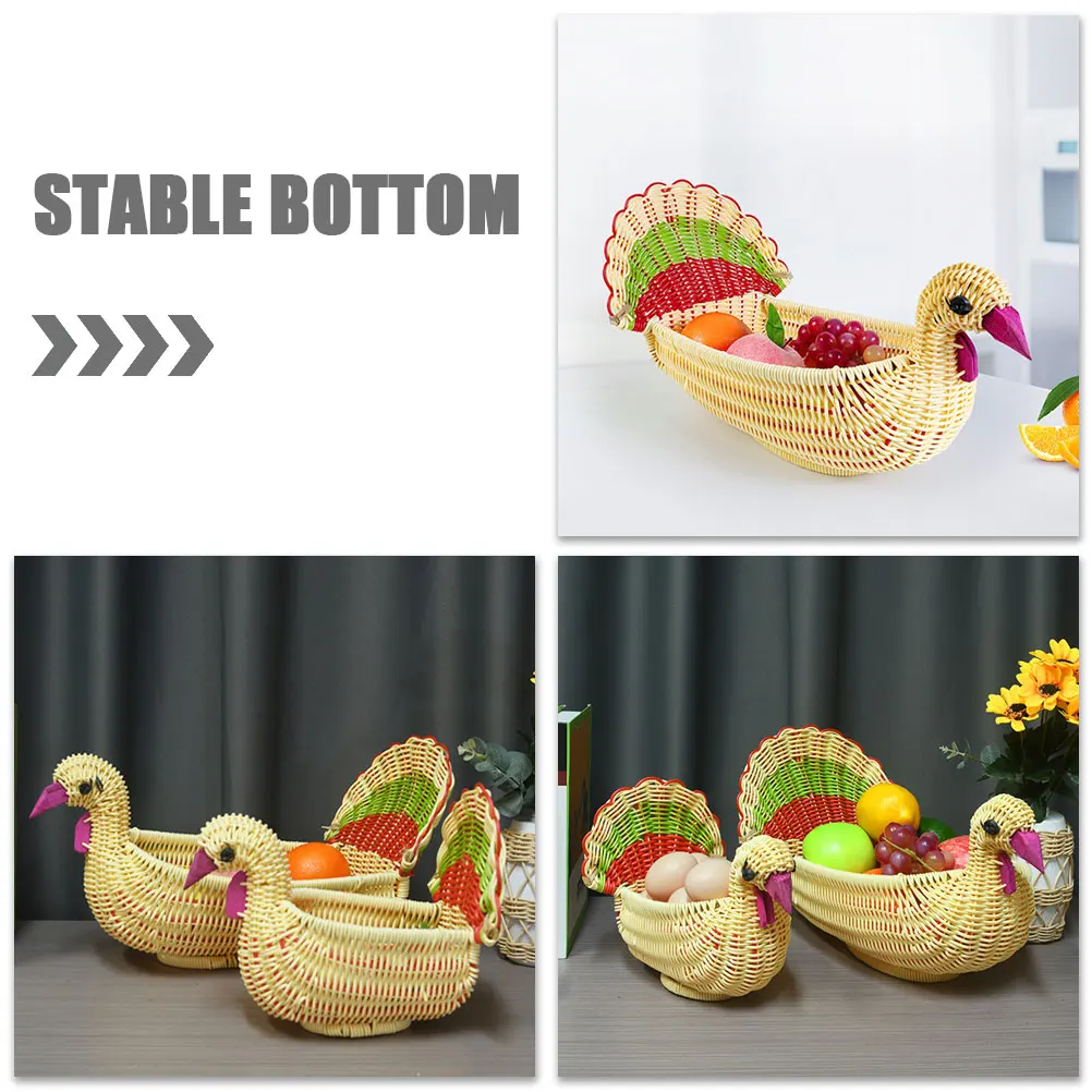 

Chicken Shaped Woven Basket for Fruits Snacks Easter Eggs Storage Bread Holder Decorative Rattan Tabletop Home Storage