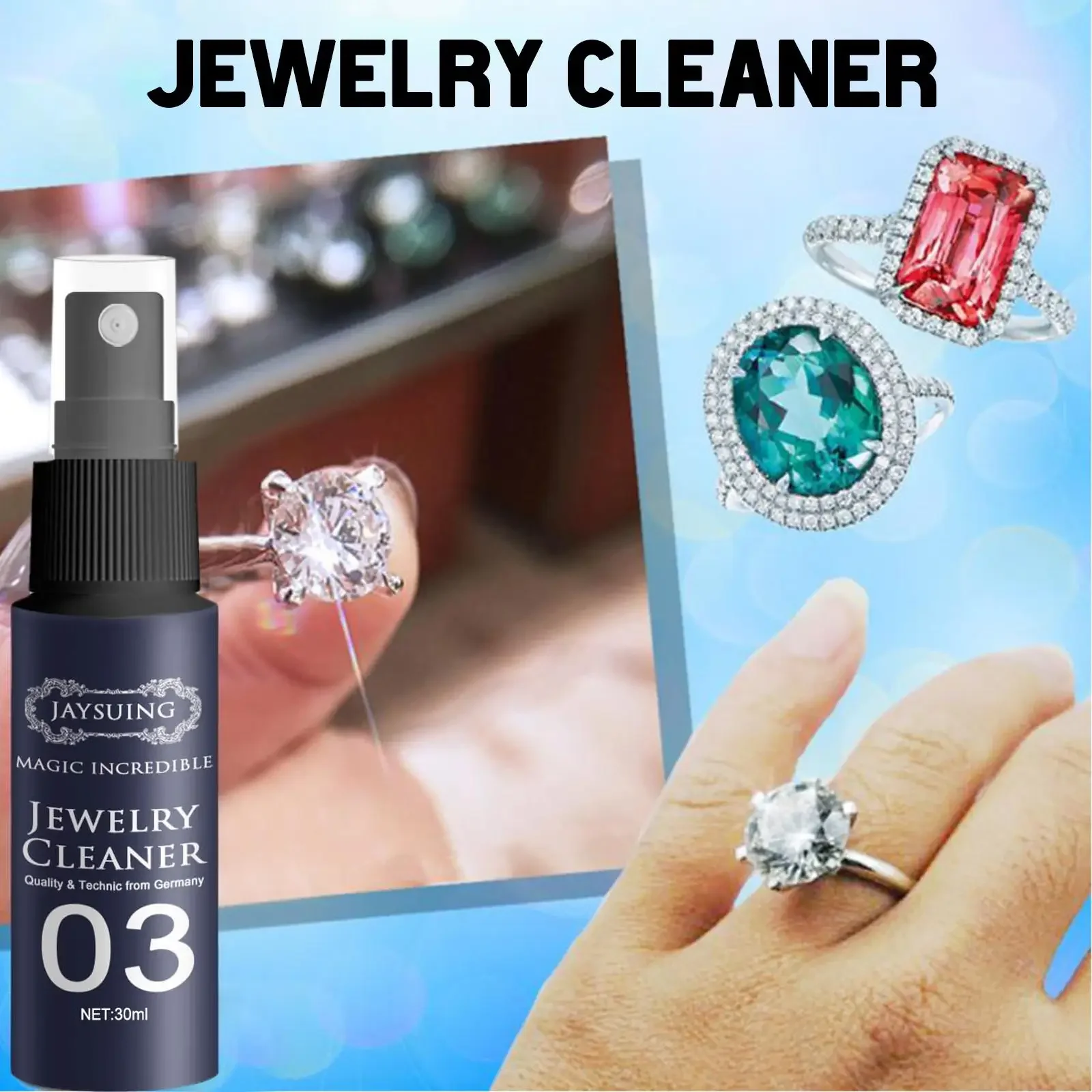 Jewelry Diamond Cleaner Antique Silver Detergent Remove Rust Stain Metal Watch Bracelet Cleaner Anti Tarnish Diamond Shine Spray