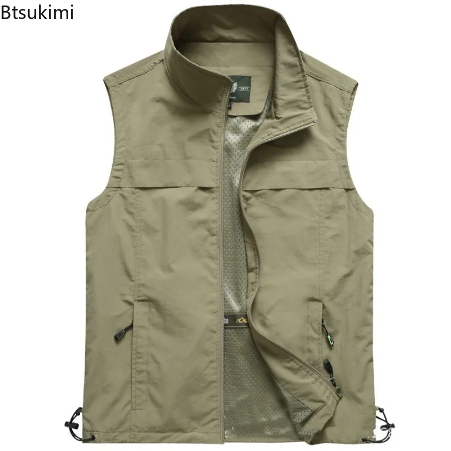 Spring New Men's Outdoor Casual Lightweight Waistcoats Sleeveless Multi-pockets Jackets Men Fishing Photography Breathable Vests
