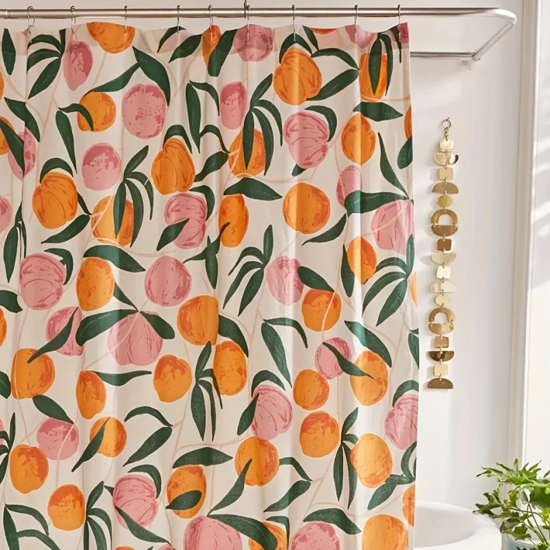 Brighten Up Your Bathroom With This Vibrant Orange Apple Shower Curtain And 12 Hooks!