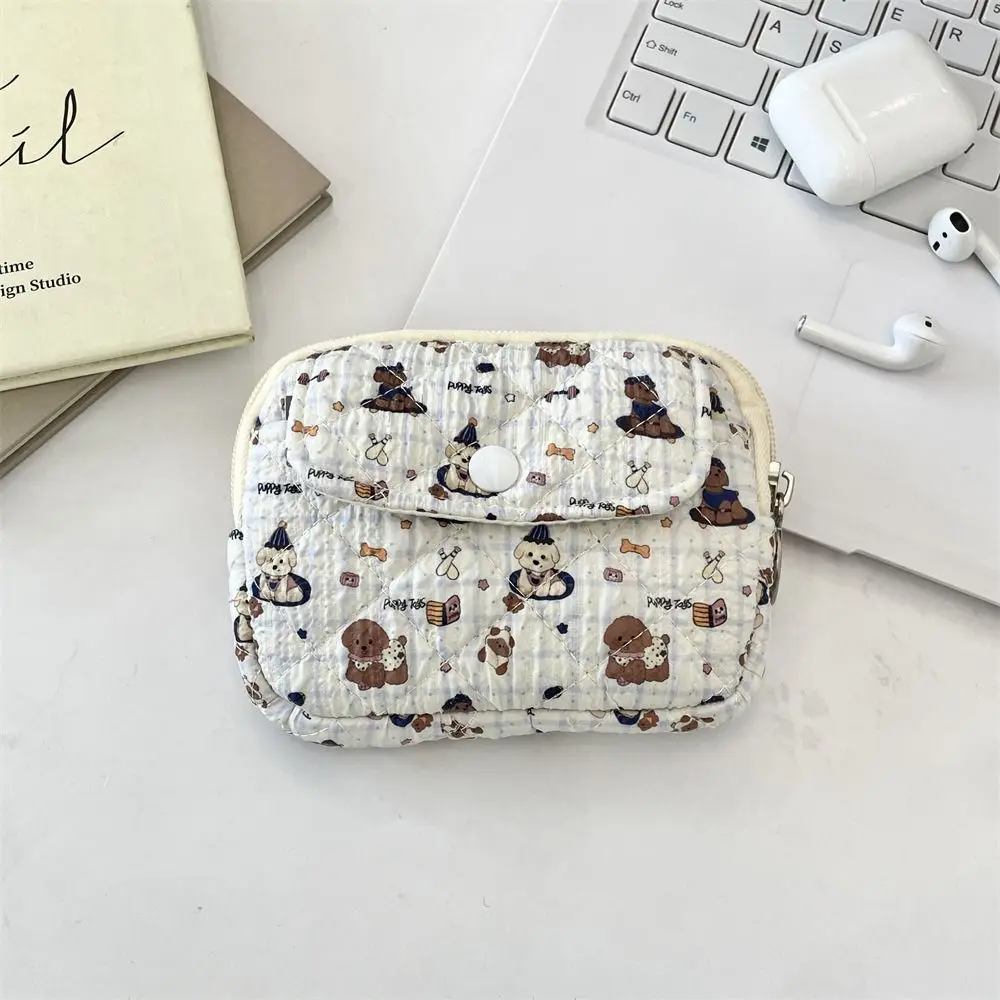 Cartoon Printing Mini Canvas Coin Purse Multifuctional Korean Style Cute Wallet Jewelry Packing Bag Card Holder