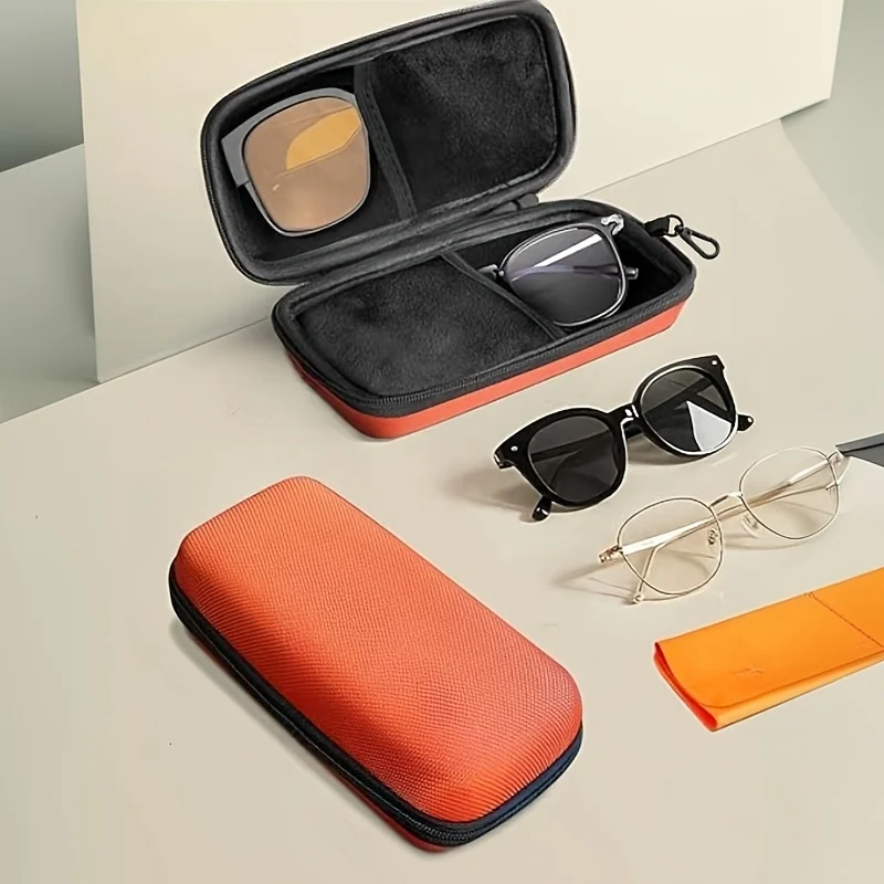 Double Eyeglasses Case – Hard-Shell Dual Sunglasses Organiser with Zipper Closure – Travel Eyewear Storage for Use in Vehicles