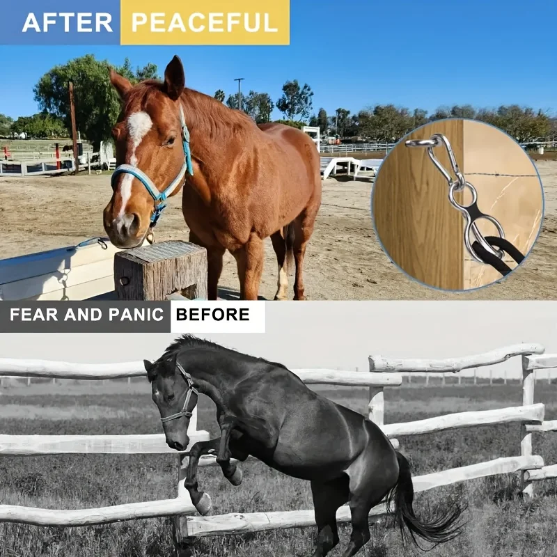 1pcs Stainless Steel Horse Tie Ring Safety Horse Hitching Ring With Easy Clip And Fixed Plate, Durable Equestrian Equipment