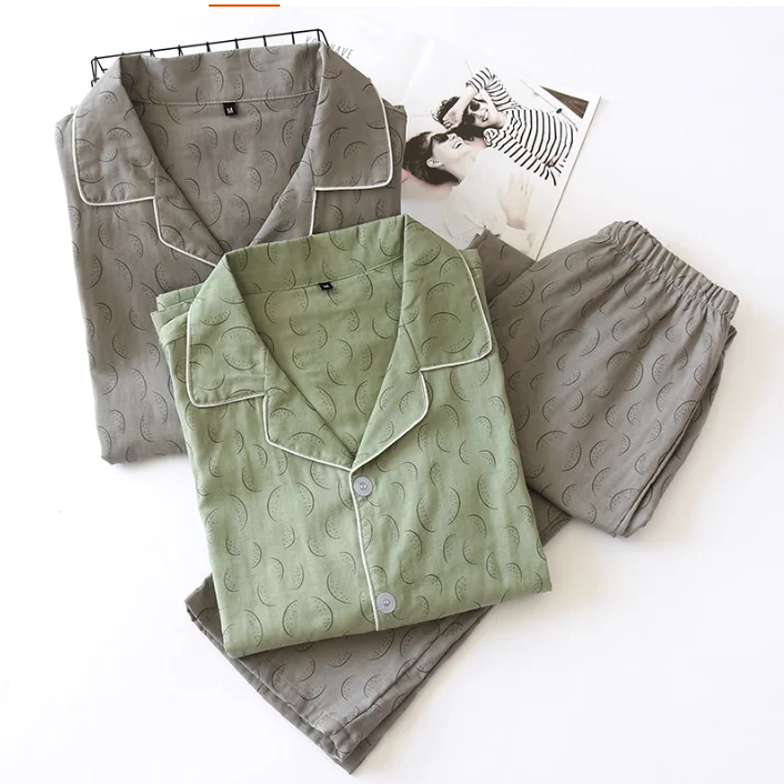 

Минималистичный повседневный мужской пижамный комплект в японском стиле и домашний костюм из чистого хлопка