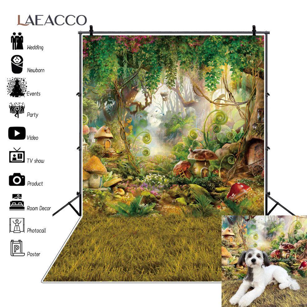 Laeacco Dream Forest Spring Jungle Backdrop Fantasy Fairy Tropical Scenery Family Shoot Background Photography for Photo Studio