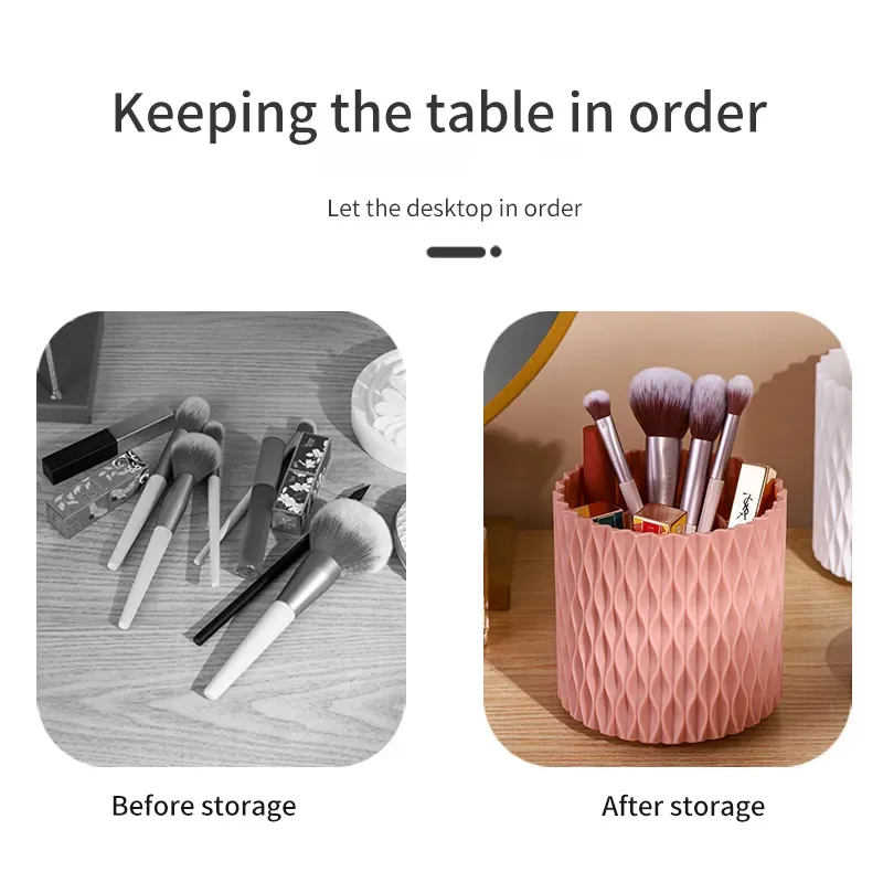 Rotating Makeup Brush Cup Holder Storage Box Organizer Multi-functional Desktop Eyebrow Pencil Makeup Brush Organizer Holder