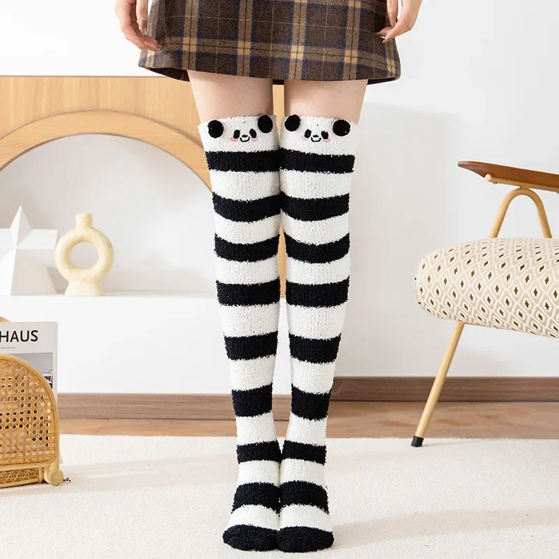 Calcetines peludos para mujer, pantuflas de invierno, calcetines cómodos y esponjosos, calcetines cálidos para el hogar, calcetines bonitos hasta la rodilla