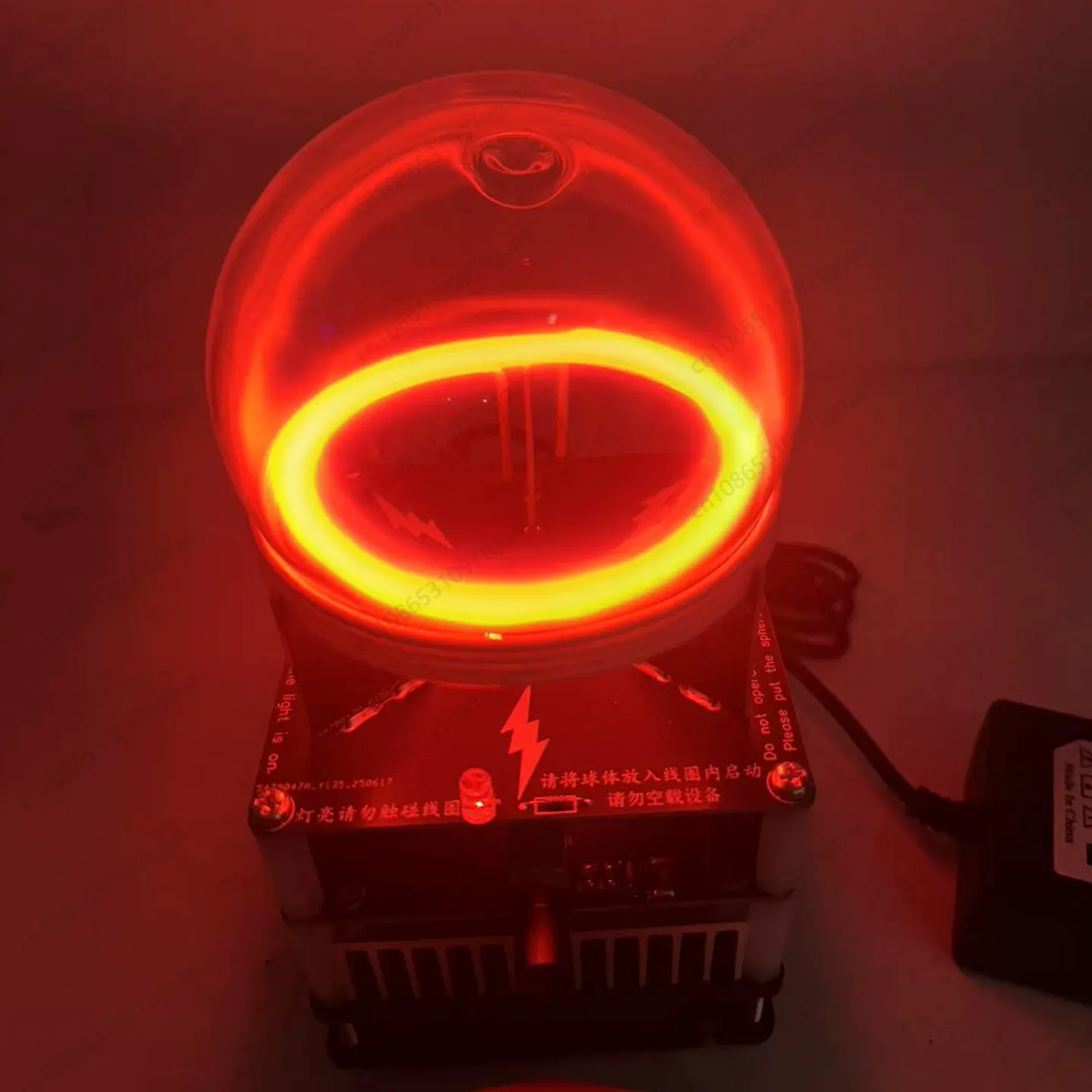 high-voltage-neon-globe-ring-vacuum-inert-gas-light-sphere-9-13cm-with-circuit-kit-for-diy-coil-physics-demonstration
