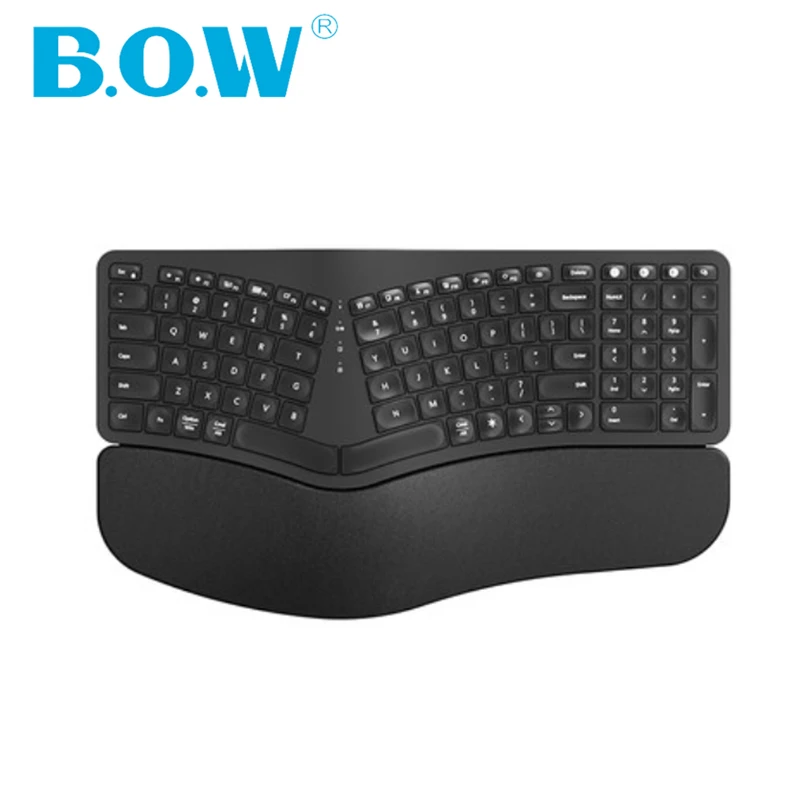 

B.O.W Backlit Keyboard Recharging Multi-device Bluetooth 5.0 & 2.4Ghz, Full Size Large Keyboard Ergnomic Design Silent