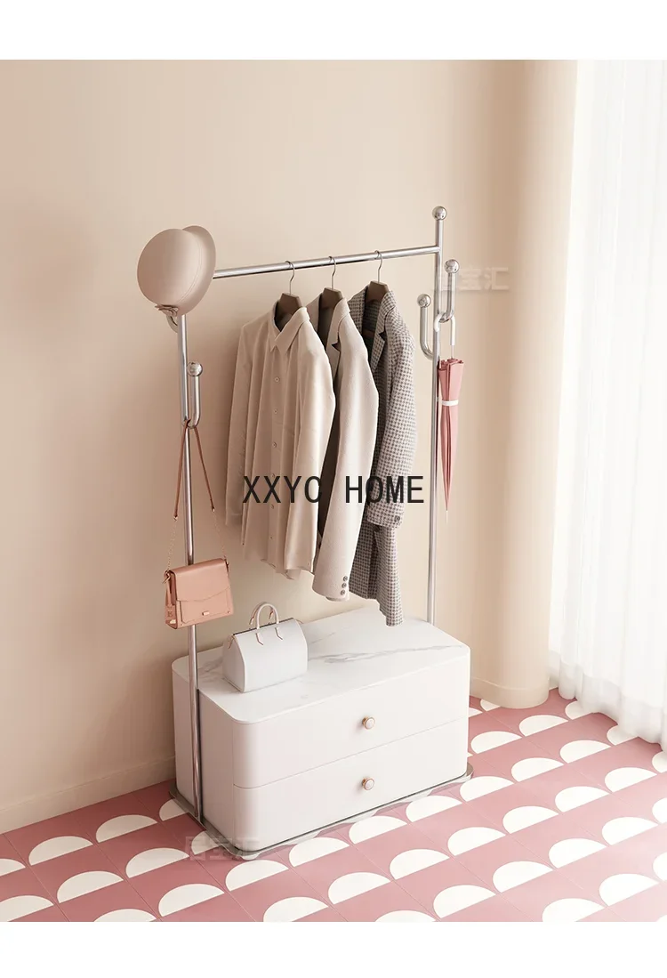 

Coat Rack Cream Style Cactus Floor Storage Cabinet Modern Light Luxury Floor Clothes Rack