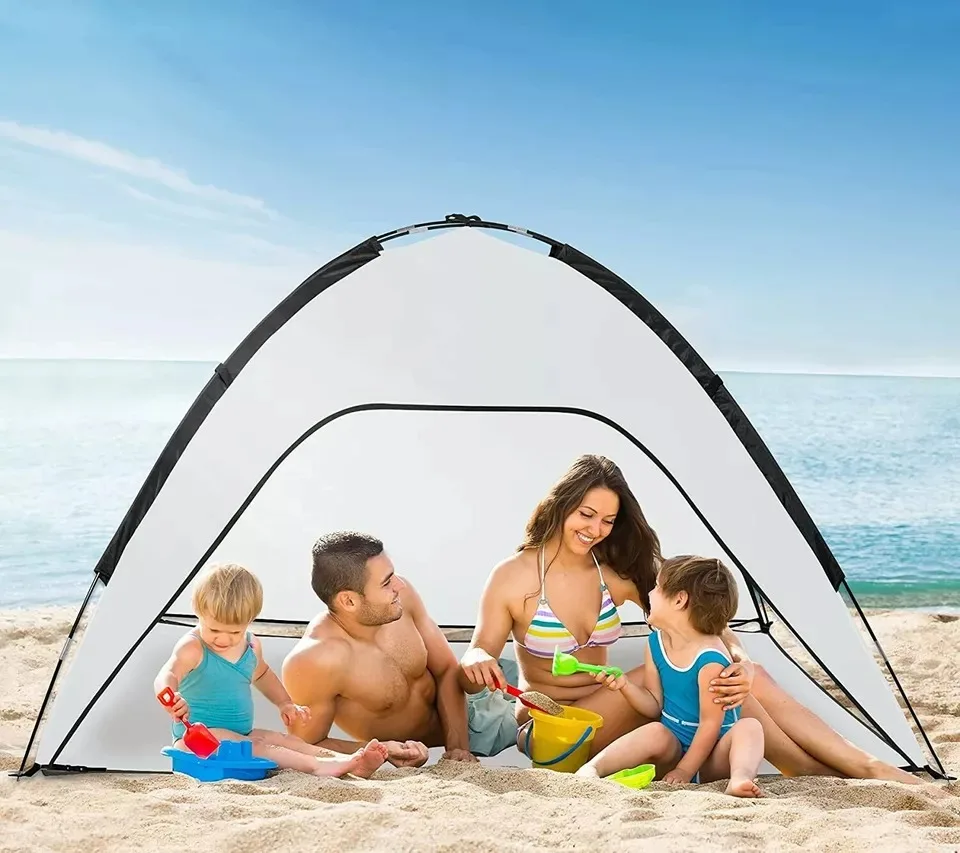 Pop Up 1-4 Person Beach Tent Sun/Water/Heat Resistant Outdoor Canopy Shelter