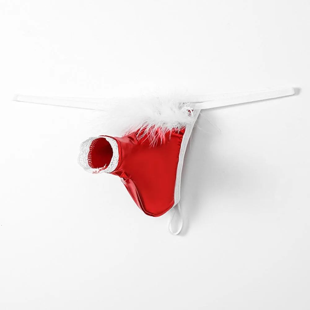 ملابس داخلية مثيرة للرجال ملابس داخلية مثيرة لعيد الميلاد على شكل حرف G ملابس داخلية منخفضة الخصر للمثليين ملابس داخلية للرجال ثونج ريش على شكل حرف T من الخلف #3