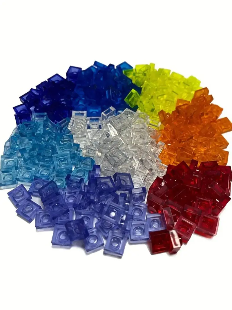 100 stücke Transparent 1X1 Dot Dünne Ziegel Kleine Partikel Bausteine Transparente Teile Zweidimensionale Code Pädagogisches Childre